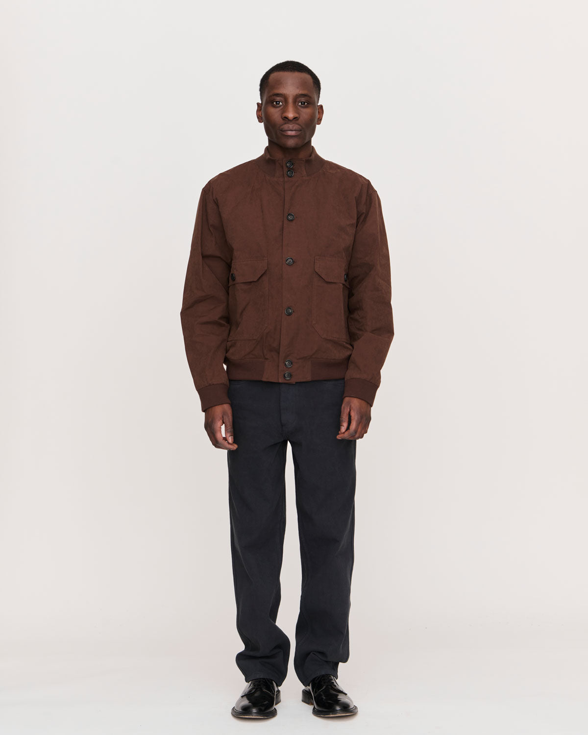 Rib Collar Blouson 44 / Brown