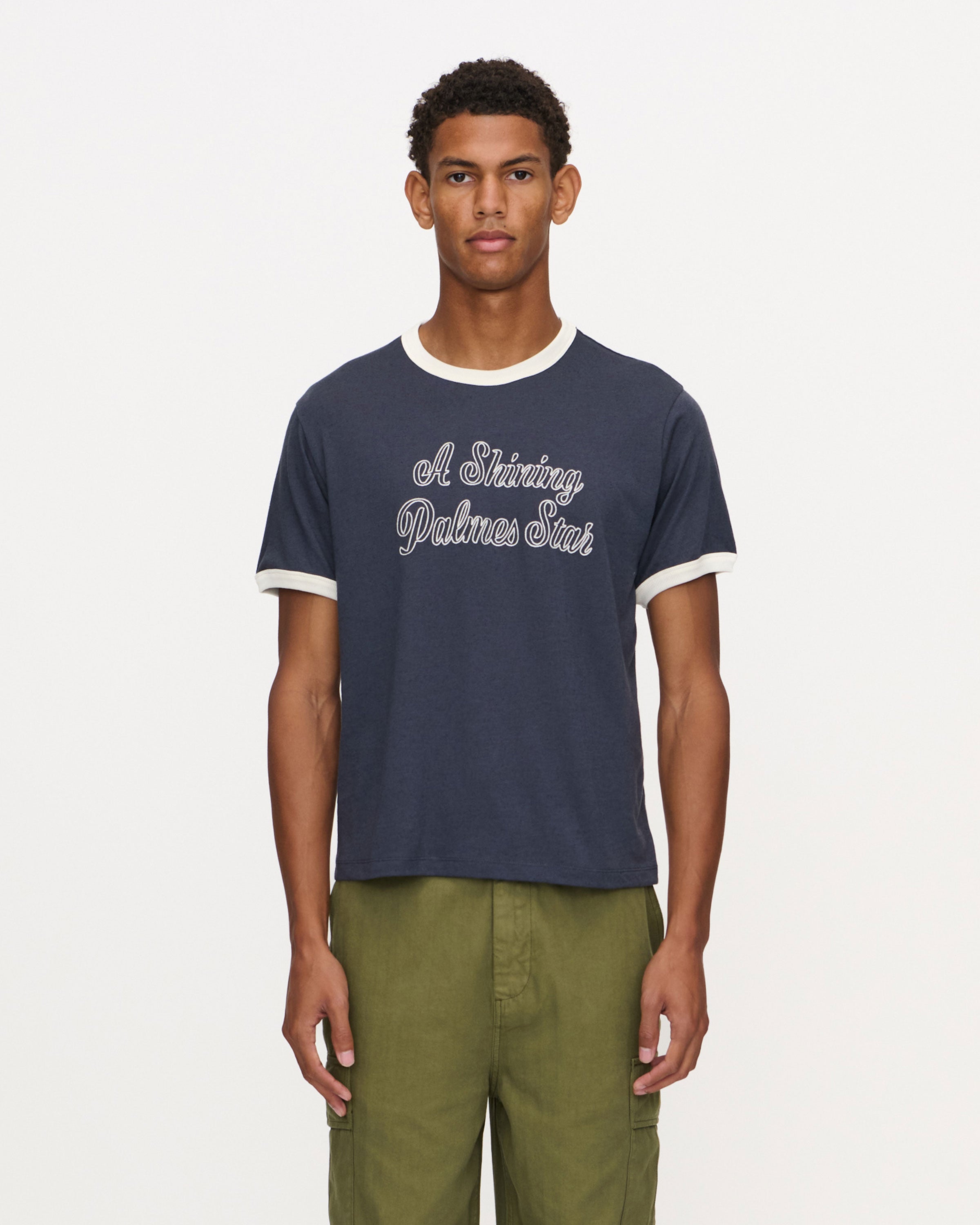 Star Ringer T-Shirt in Navy | Cotton Linen | Palmes