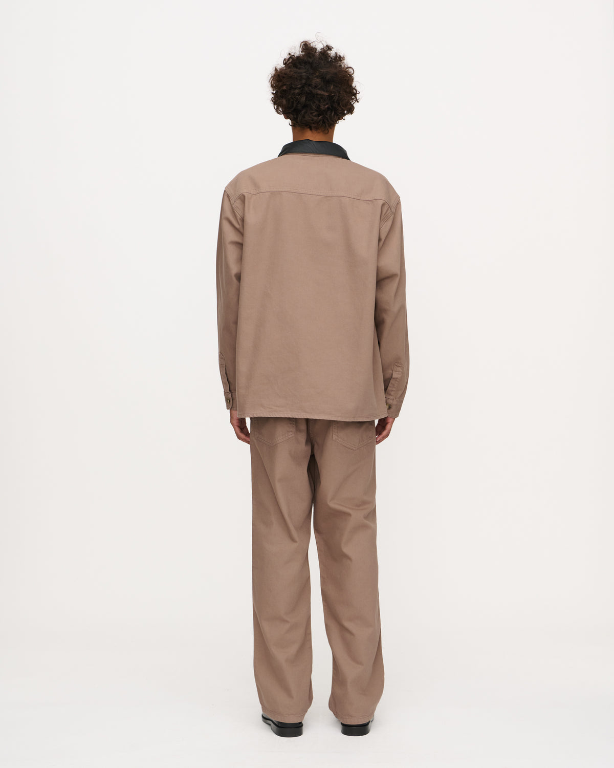 Twill Leather Collar Overshirt