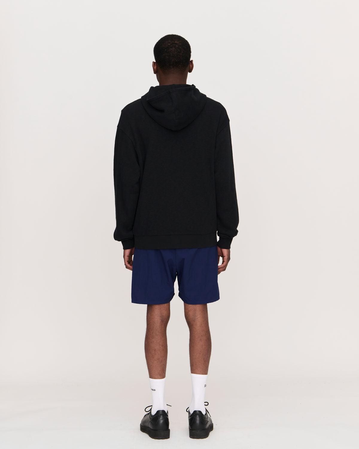 Waffle Zip Hooded Sweatshirt S / Black