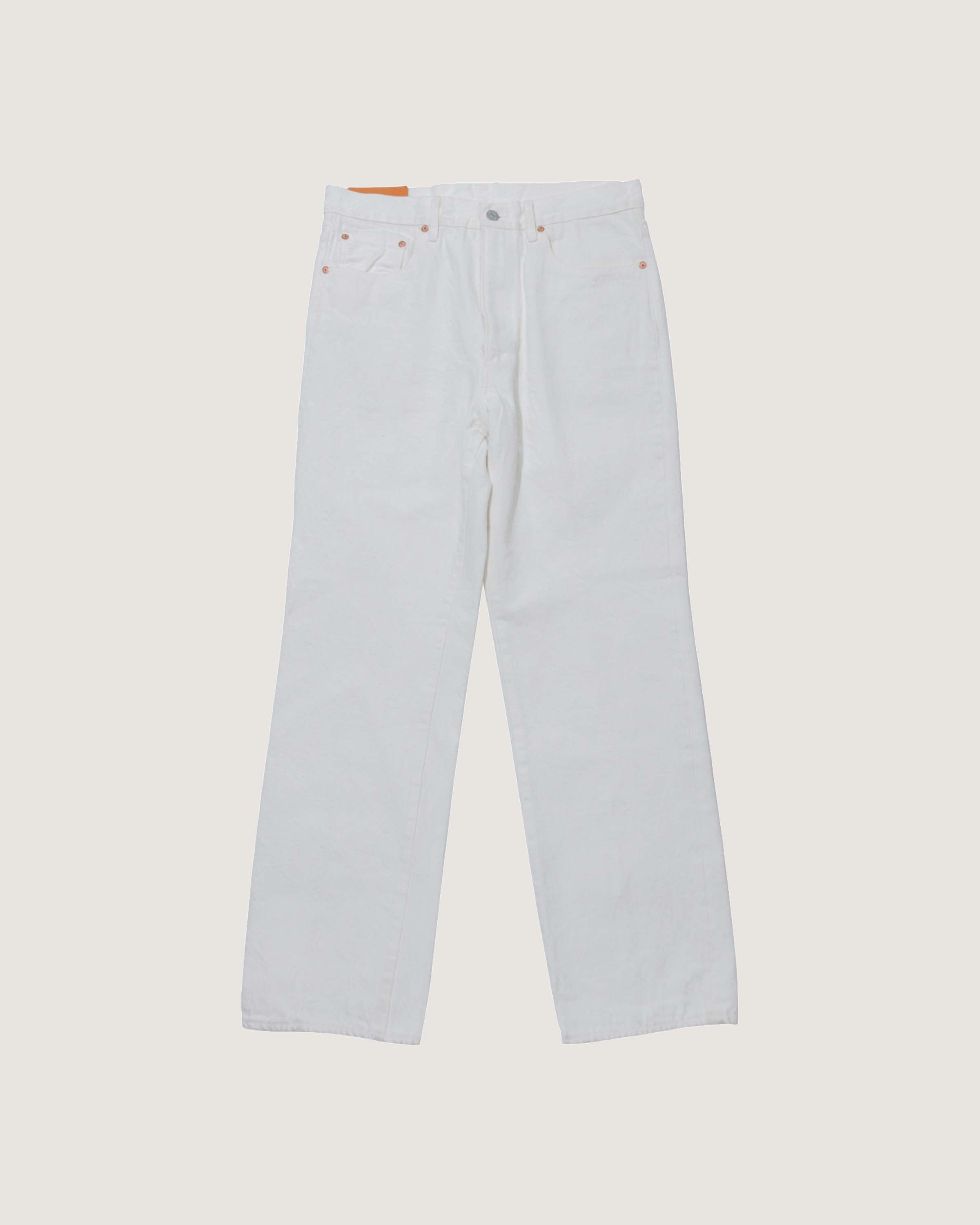 Kaptain Sunshine 5P Front Zipper Denim Pants White One Wash