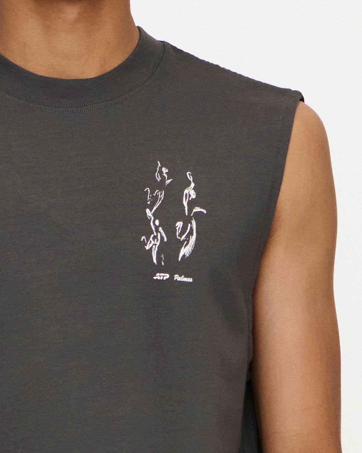 ATP + Palmes Sleeveless T-Shirt in Charcoal, photo 6