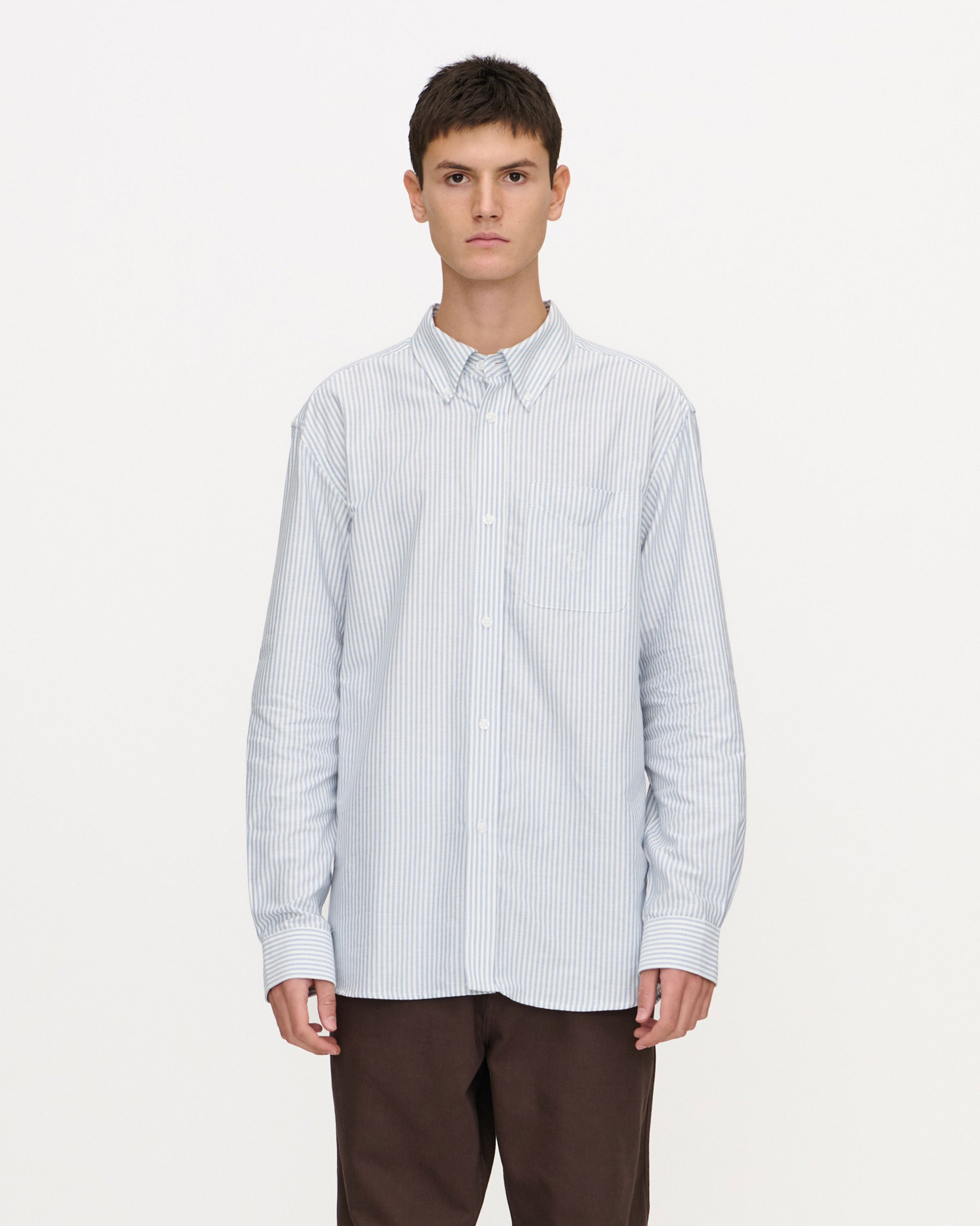 Deuce Oxford Shirt in Light Blue Stripe | Palmes