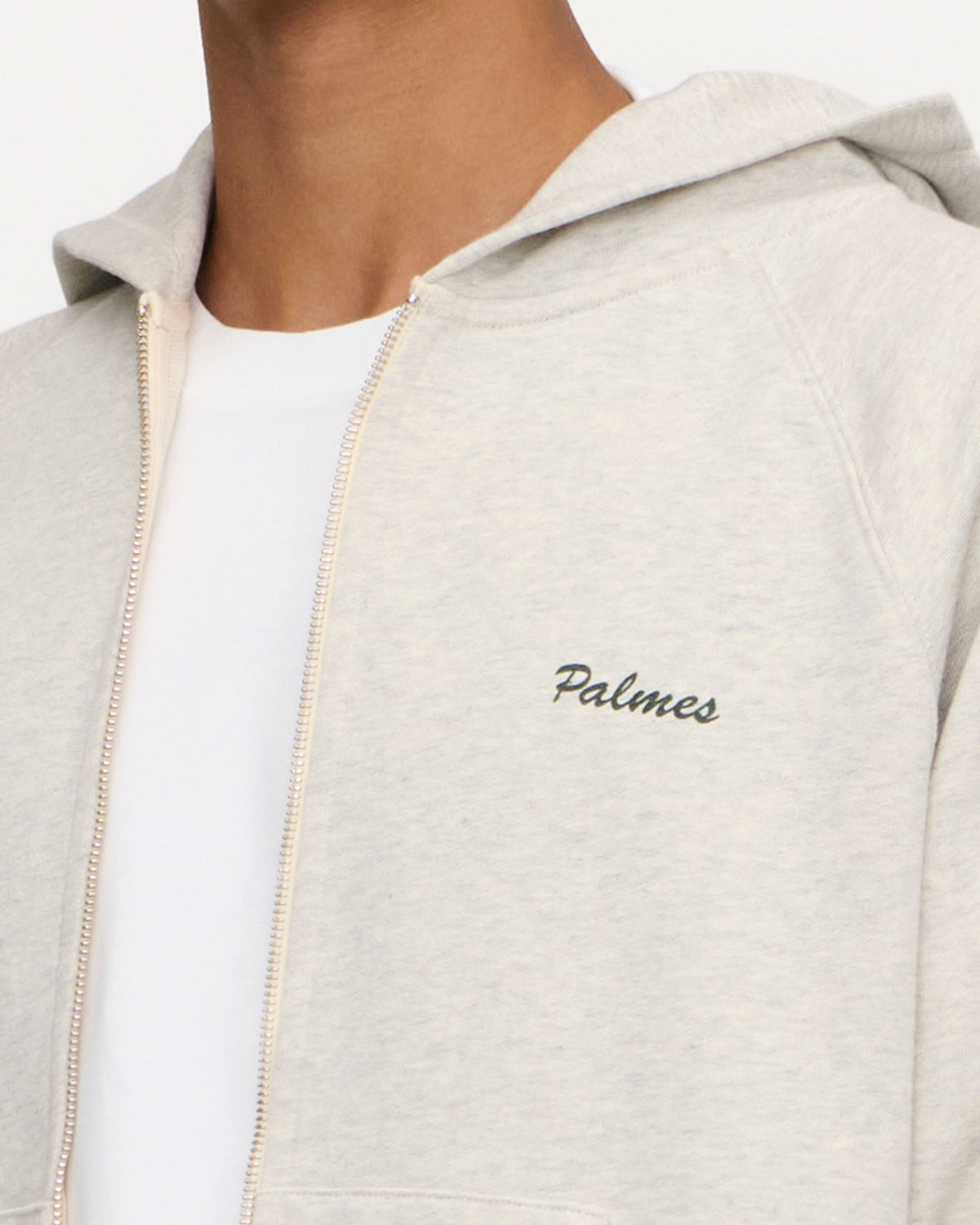 Logo Zip Hooded Sweatshirt in Grey Melange, photo 5