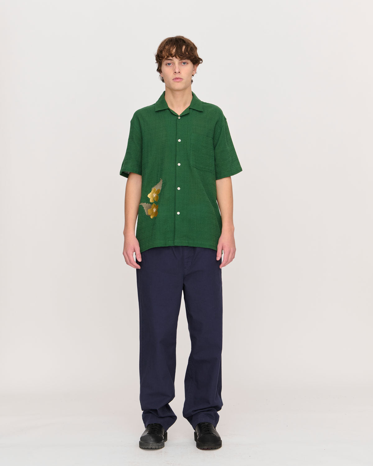 Ramus Camp-Collar Shirt 44 / Dark Green