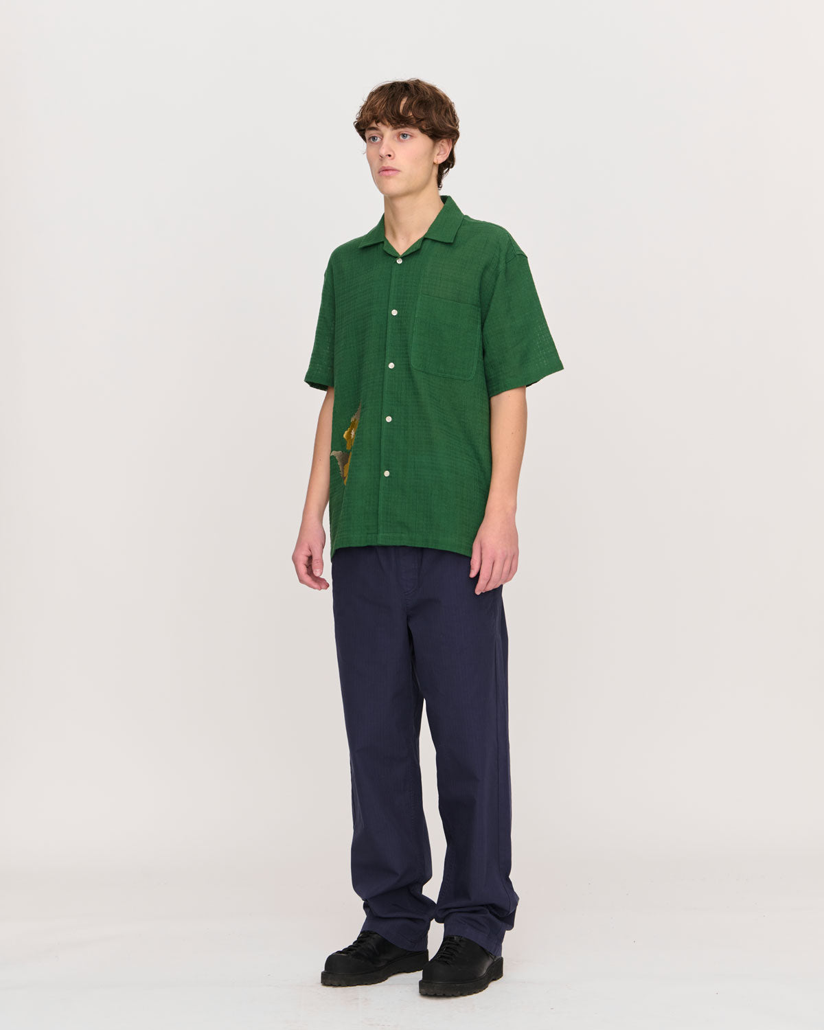 Ramus Camp-Collar Shirt 44 / Dark Green