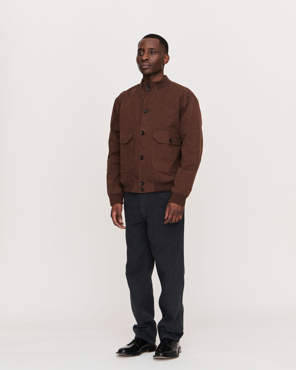 Rib Collar Blouson 44 / Brown