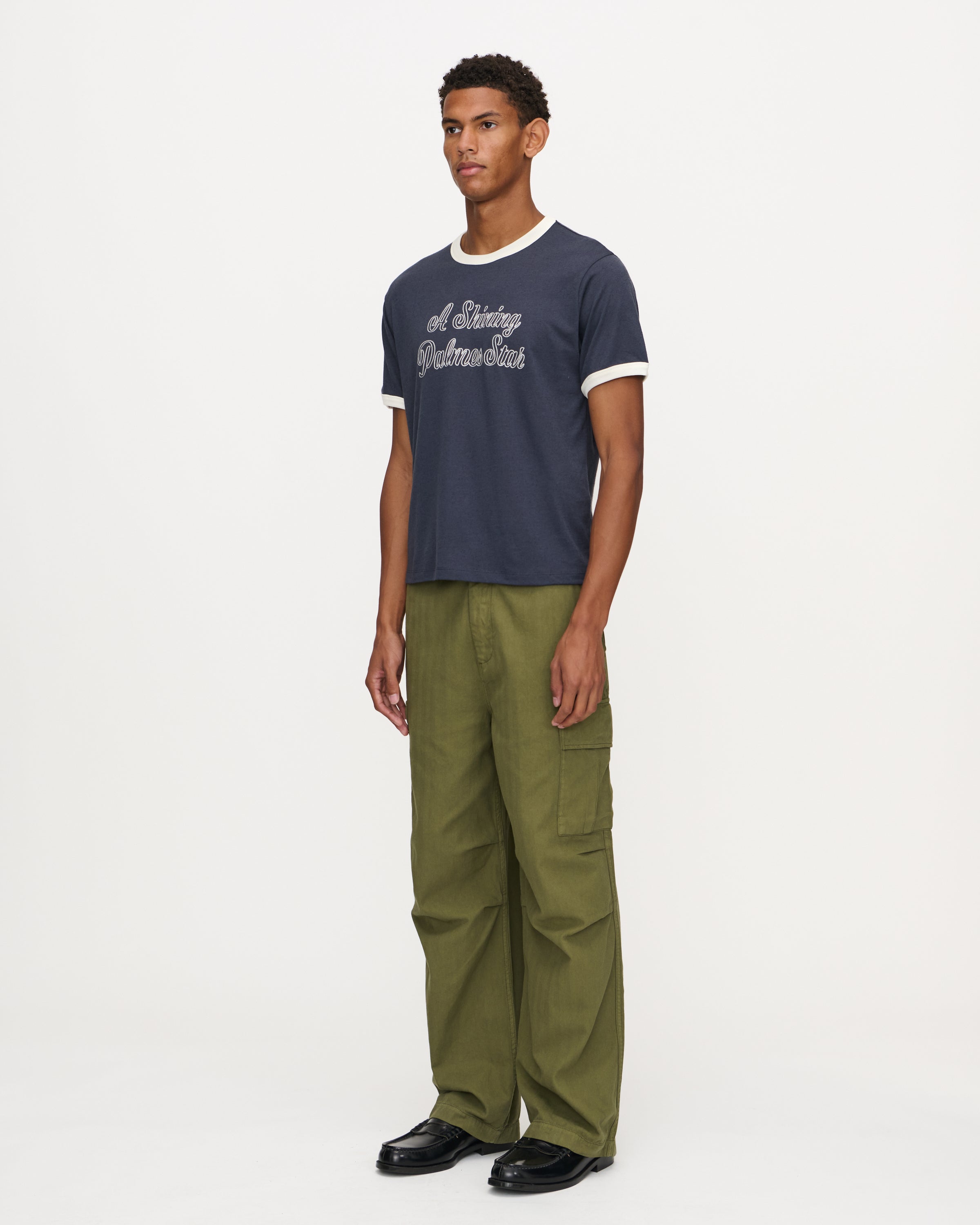 Star Ringer T-Shirt in Navy | Cotton Linen | Palmes