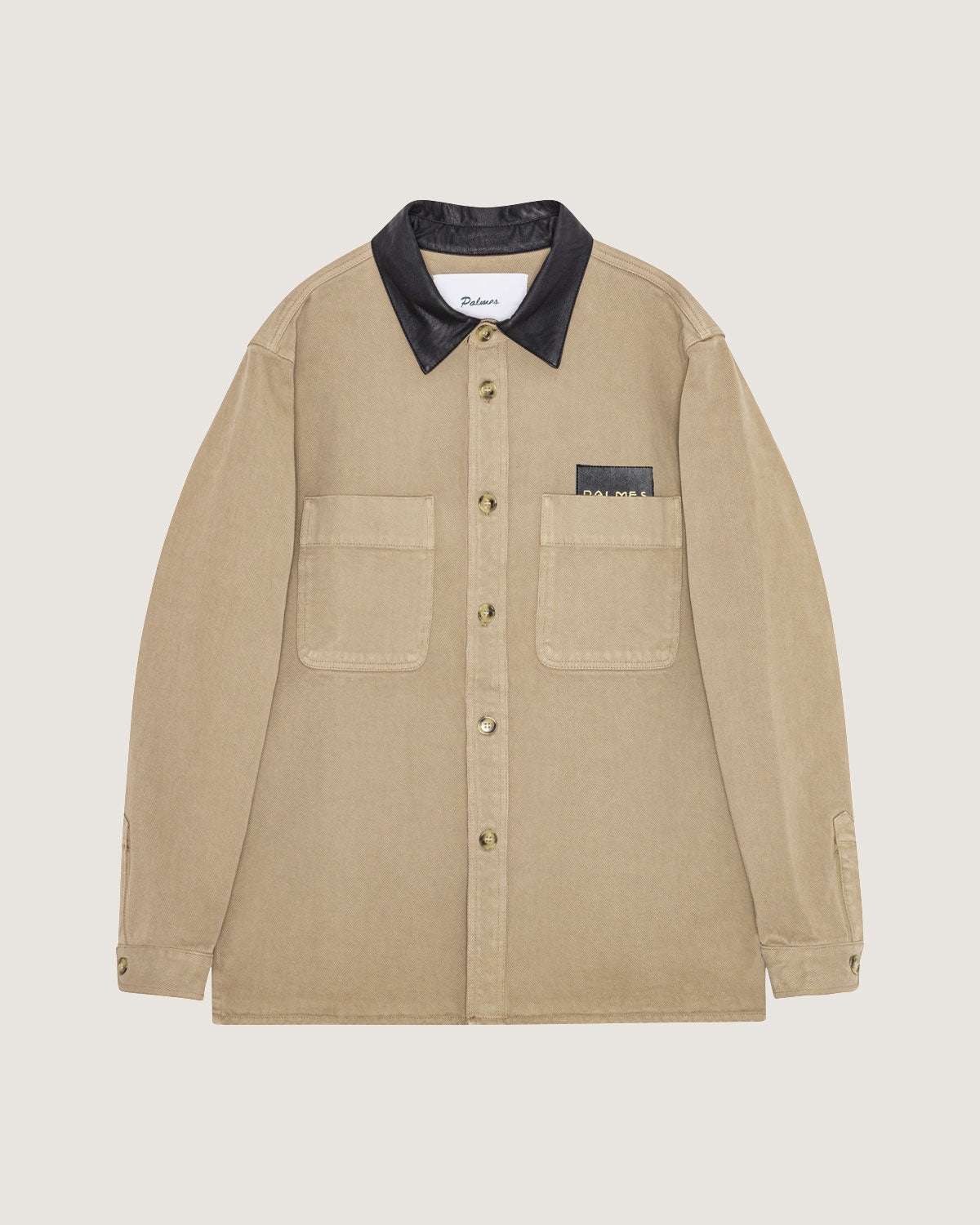 Twill Leather Collar Overshirt