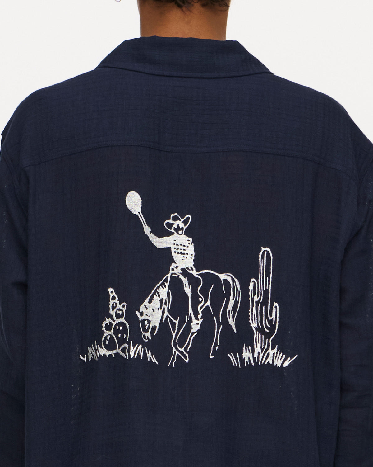 Western Camp Collar Shirt in Navy, photo 6