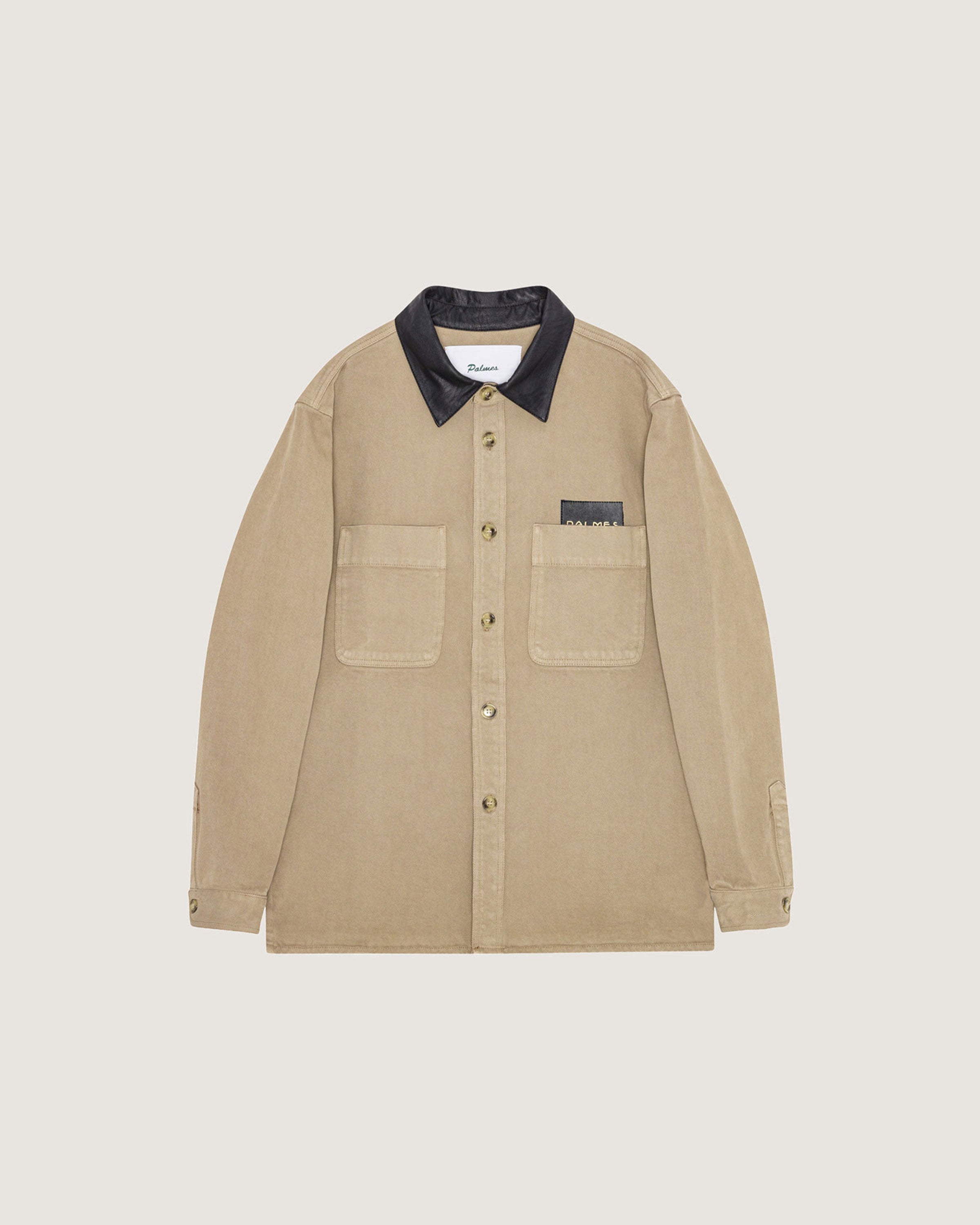 Twill Leather Collar Overshirt
